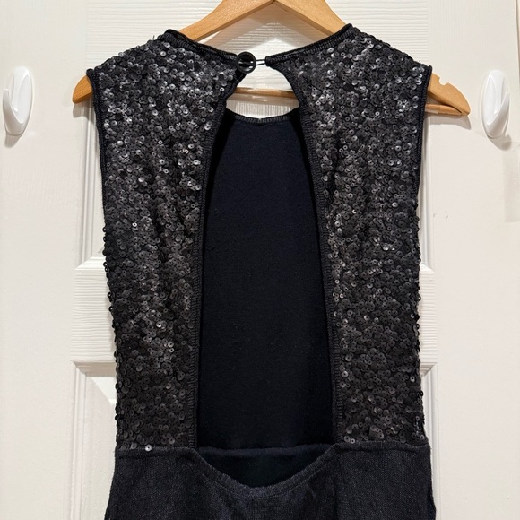 Osklen Maxi Dress Women’s Small Dark Grey Sequin Top Open Back Elegant Pockets - Picture 5 of 13